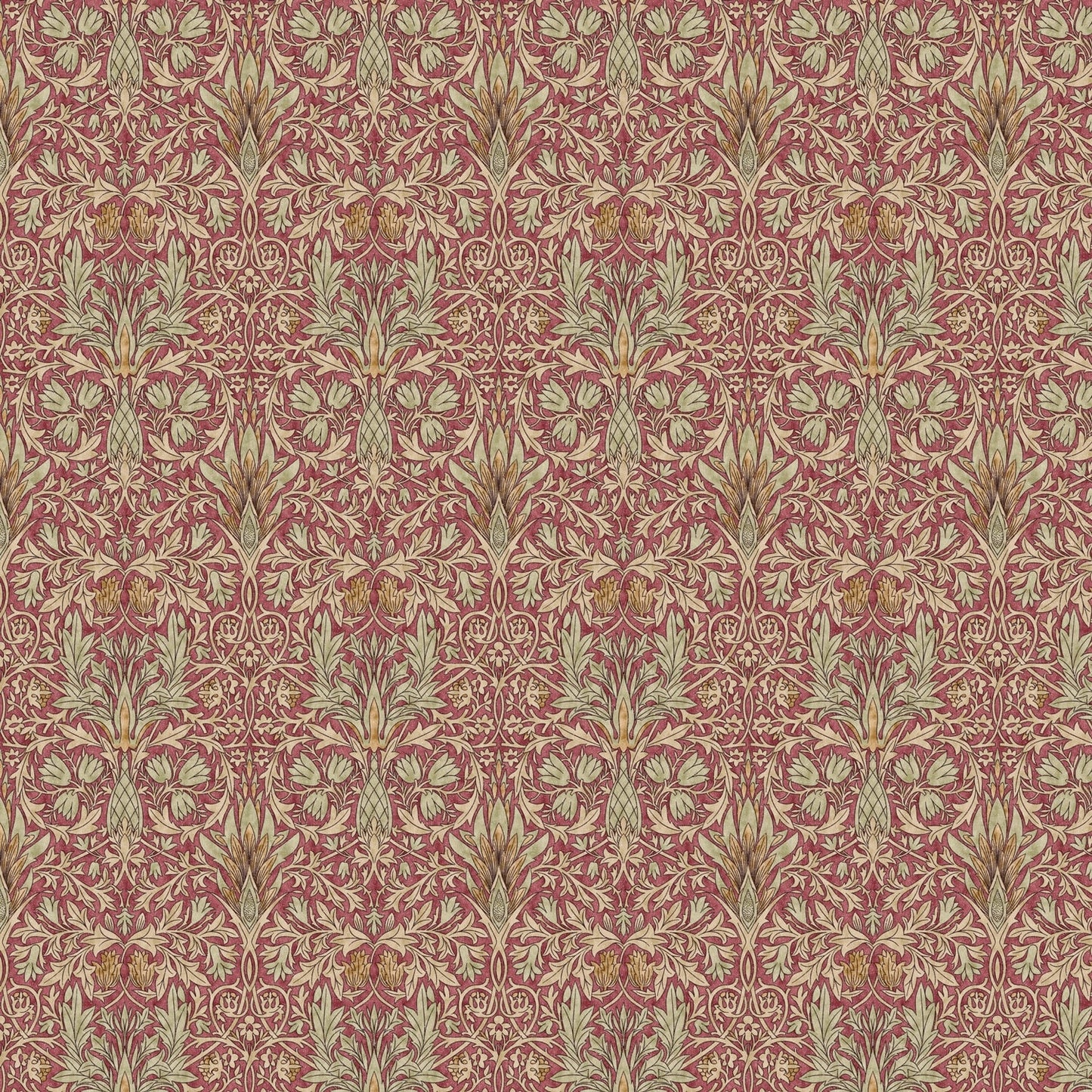 Handmade William Morris Snakeshead Wine Chrome base Pad Lamp/Nightlite