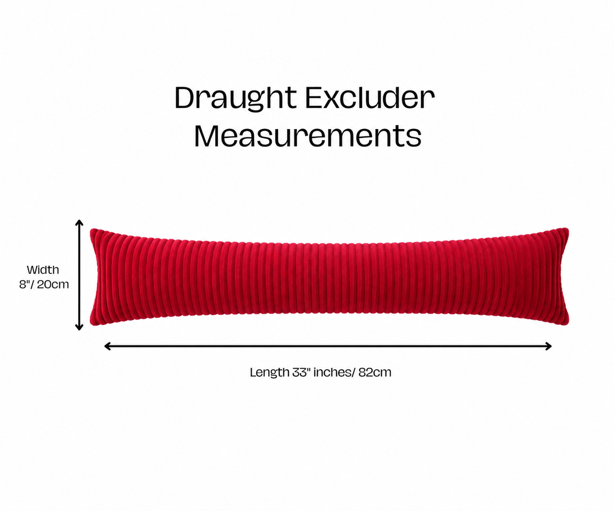 Red Jumbo plush Stripe Cord Chenille Draught Excluder (33" x 8")