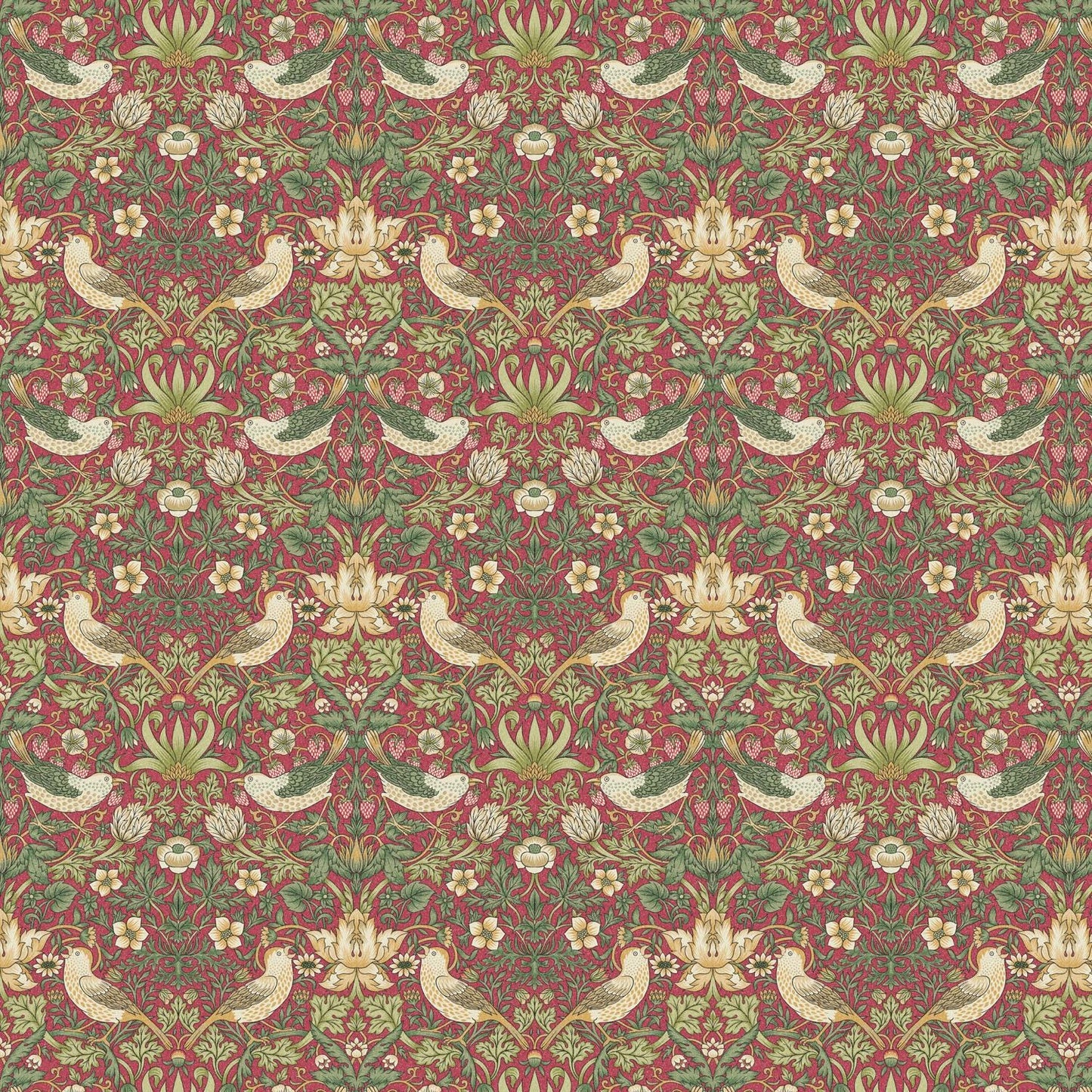 Handmade William Morris Strawberry Thief Crimson Chrome base Pad Lamp/Nightlite