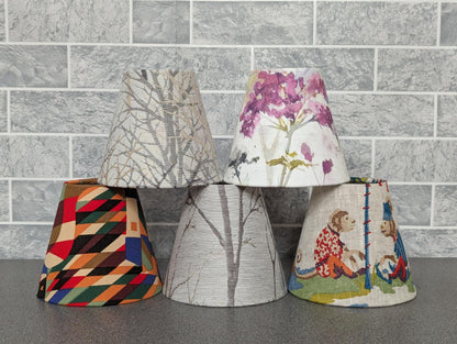 Handmade VOYAGE/Fryetts/Bauhaus, Monkey, Rufus, Burley, Stag CANDLE SHADE Small lamp shade, Nature Theme Natural Woodland Floral Home, Uk