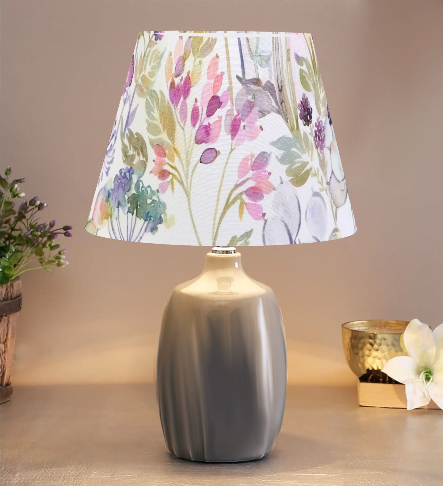 VOYAGE Maison Hedgerow Lotus Cream EMPIRE Lampshade Ceiling Light/ Table Lamp/ Pendant, Handmade In UK, Colourful Home Decor, Floral Purple
