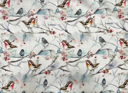 Voyage Maison Snowy Song Bird Cushions with Fillers, Colourful Home Decor, Red Robin, Floral Pattern, Various Sizes 28cm , 36cm, 43cm , 60cm