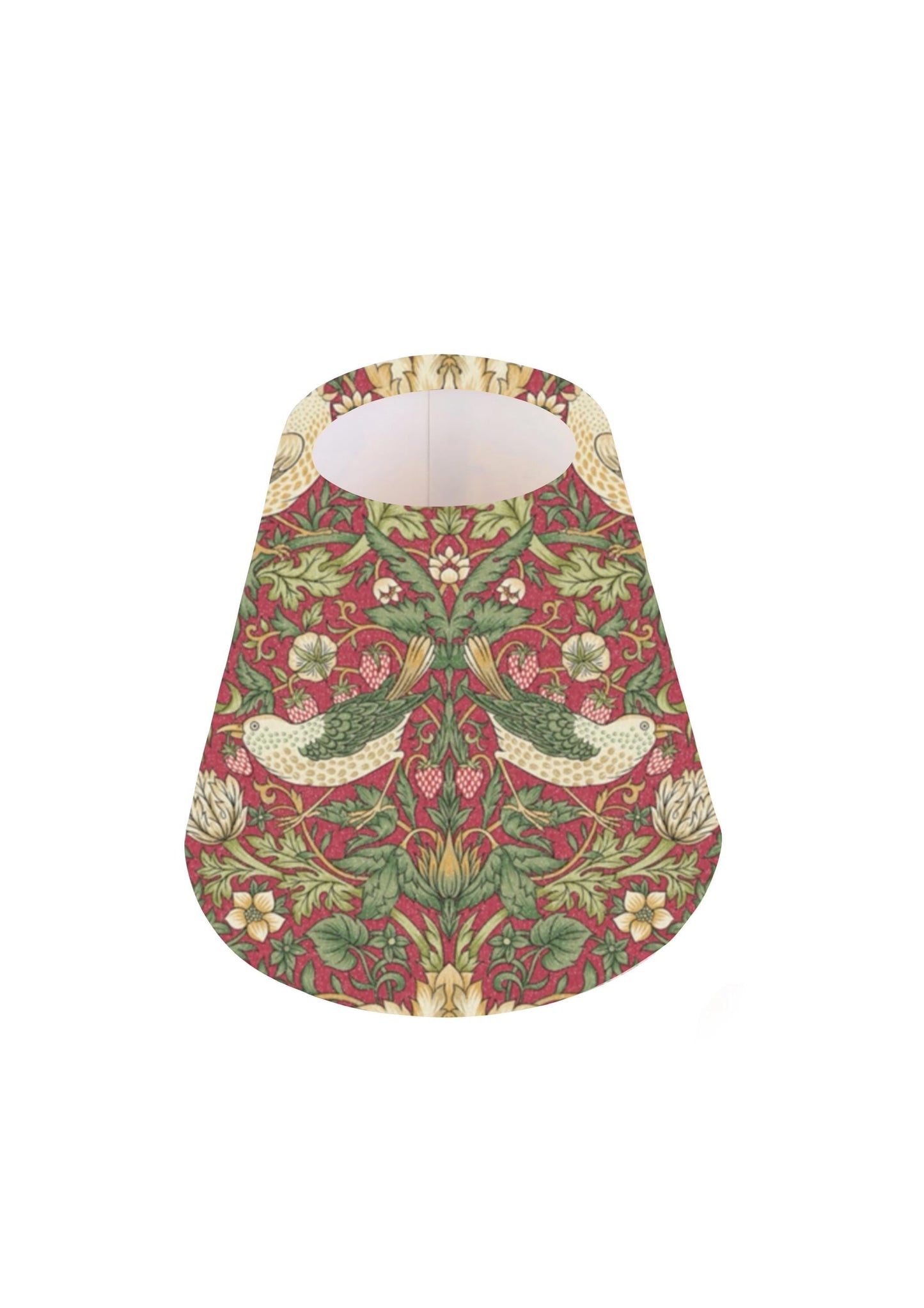 Handmade William Morris Strawberry Thief Crimson CANDLE SHADE || Small lamp shade, Colourful Home Decor Gift, Small Light Shade, Made in Uk,