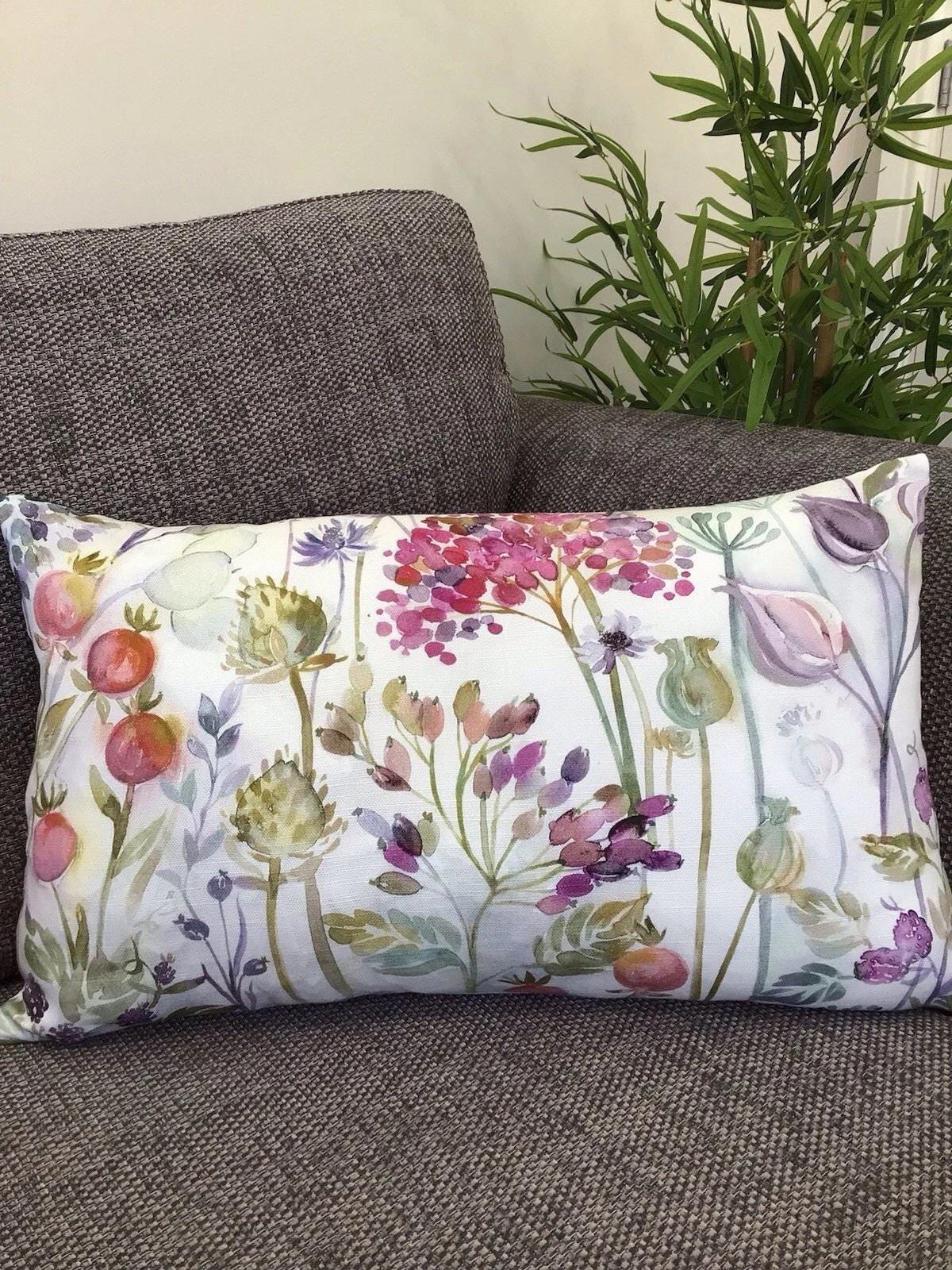 Voyage Maison Hedgerow Lotus Cream Cushions with Fillers, Colourful Home Decor, Floral Pattern, Various Sizes 28cm , 36cm, 43cm , 60cm