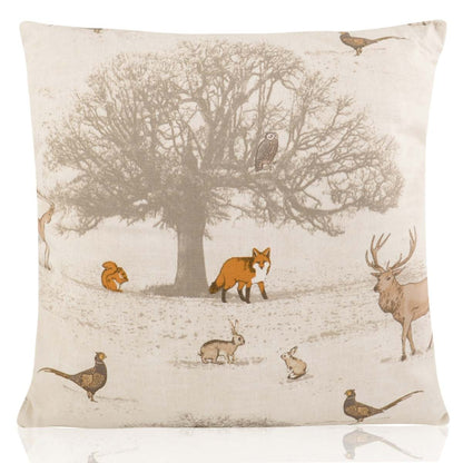 Fryetts Tatton Stag & Tree and Woodland Creatures Cushions with Fillers Various Sizes, Fox, Pheasant, Bird, Nature Cushion, Made in UK