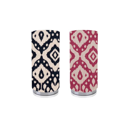 Handmade Marrakech in colours Pink Begonia or Ink, Chrome base Pad Lamp/Nightlite, Home Decor Gift, Made in UK, Geometric Pattern