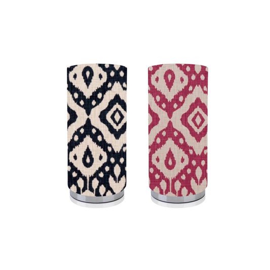 Handmade Marrakech in colours Pink Begonia or Ink, Chrome base Pad Lamp/Nightlite, Home Decor Gift, Made in UK, Geometric Pattern