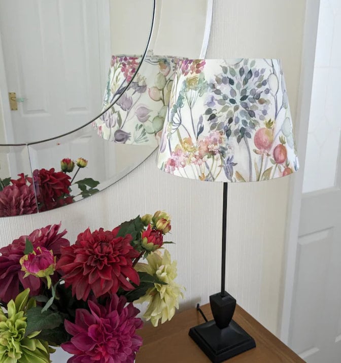 VOYAGE Maison Hedgerow Lotus Cream EMPIRE Lampshade Ceiling Light/ Table Lamp/ Pendant, Handmade In UK, Colourful Home Decor, Floral Purple