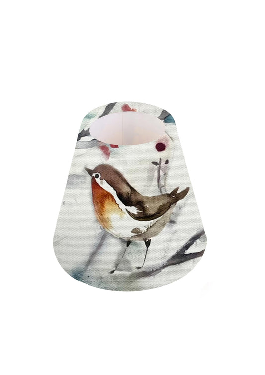 Handmade  Voyage Maison Snowy Song Blue Bird CANDLE SHADE || Small lamp shade, Red Robin, Colourful Home Decor Gift, Small Light Shade, UK