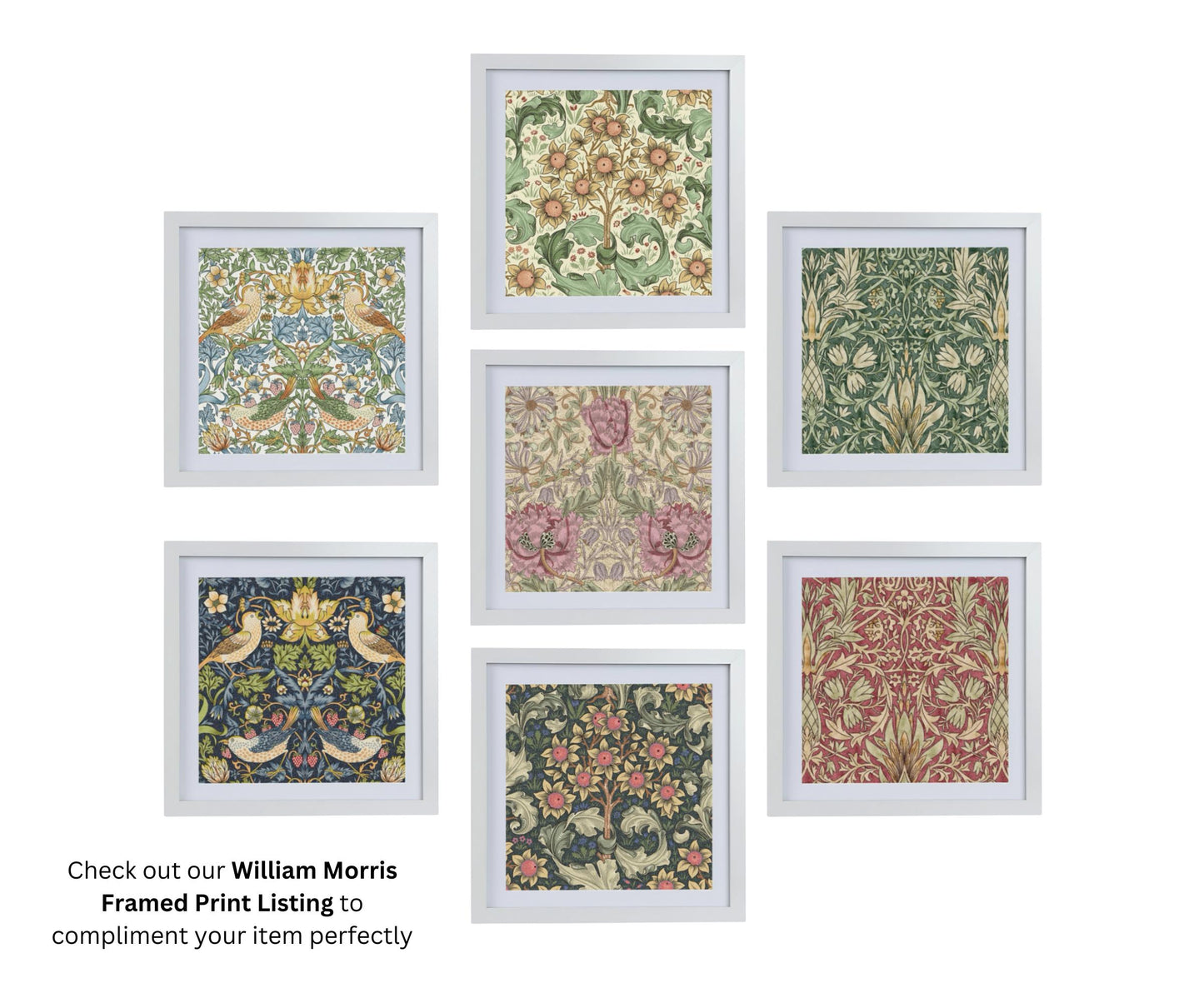 Handmade William Morris Honeysuckle Rose Cushion with Fillers Various Sizes 28cm, 36cm, 43cm, 60cm, Modern Home Decor, Made in Uk