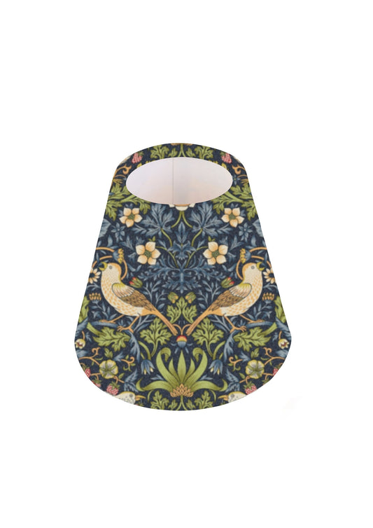 Handmade William Morris Strawberry Thief Navy CANDLE SHADE || Small lamp shade, Colourful Home Decor Gift, Small Light Shade, Made in Uk,