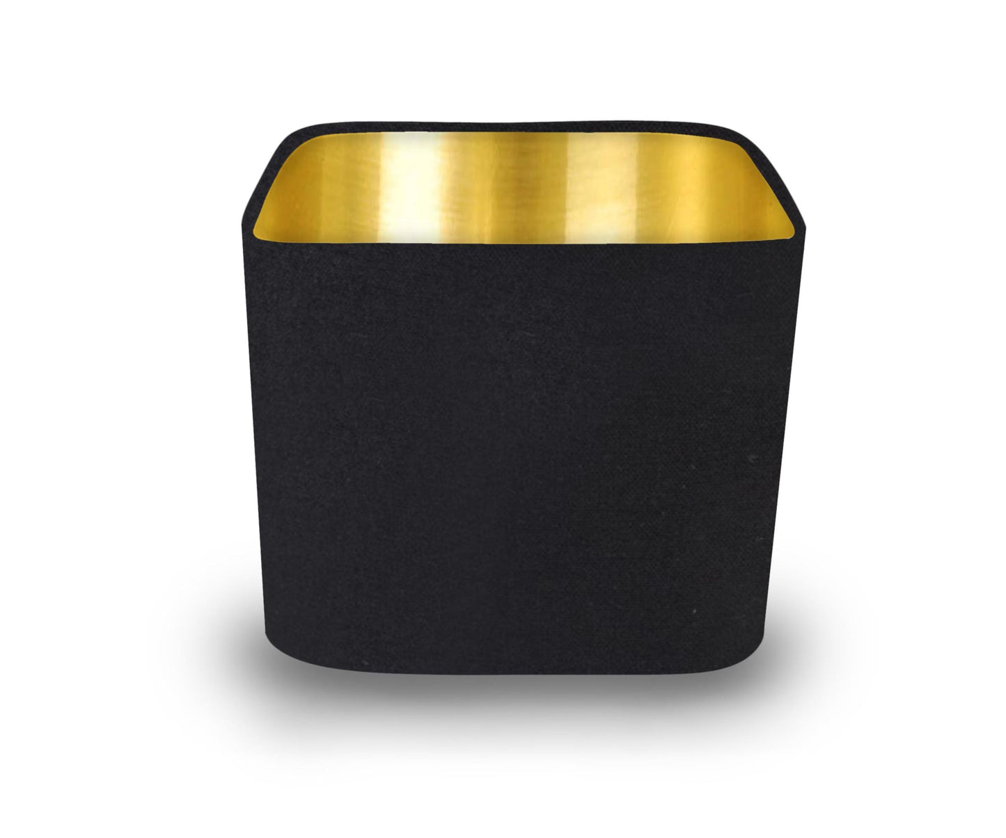 Black Cotton with Metallic Interior Rounded Square Lampshade, Table/Ceiling