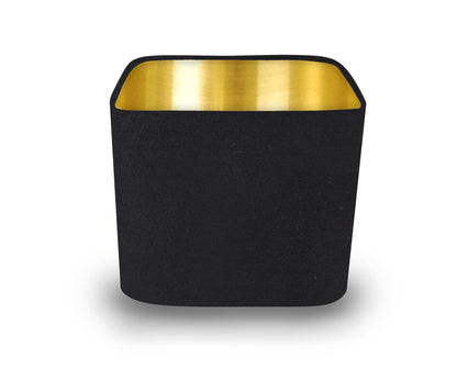 Black Cotton with Metallic Interior Rounded Square Lampshade, Table/Ceiling