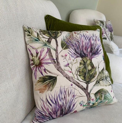 Voyage Maison  Varys Violet Cushions with Fillers Various Sizes 28cm , 36cm, 43cm , 50cm, Colourful Modern Home Interior Decor, Flowers