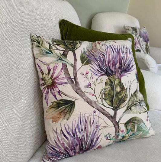 Voyage Maison  Varys Violet Cushions with Fillers Various Sizes 28cm , 36cm, 43cm , 50cm, Colourful Modern Home Interior Decor, Flowers