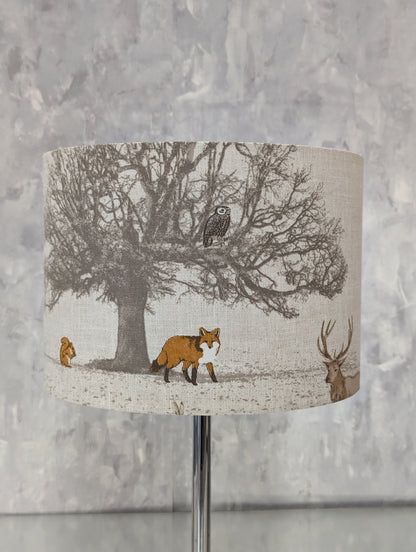 Fryetts Woodland Tree, Stag and Fox Lampshade | Table Lamp/ Ceiling Drum Shade | Pendant Shade | Colourful Home Decor Furniture Decoration