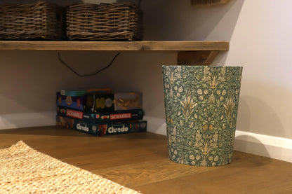 Handmade William Morris Snakeshead Forest with 3M Gold Interior Waste Paper Bin
