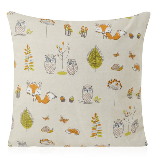 Fryetts Fox & Owl Childrens Cushions with Fillers Various Sizes, Colourful Home Decor Gift, Handmade in UK, Animal Cartoon Wildlife Nature