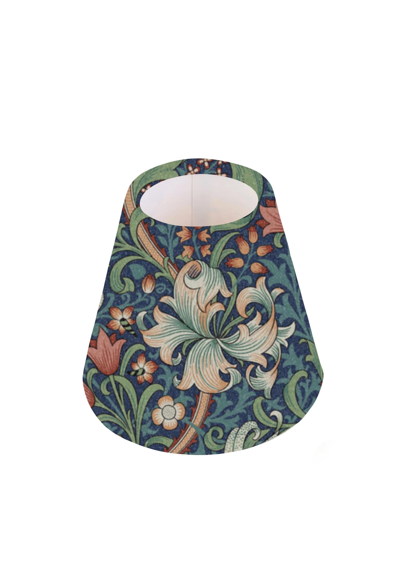 Handmade William Morris Golden Lily in Jewel CANDLE SHADE || Small lamp shade, Colourful Home Decor Gift, Small Light Shade, Made in Uk