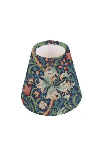 Handmade William Morris Golden Lily in Jewel CANDLE SHADE || Small lamp shade, Colourful Home Decor Gift, Small Light Shade, Made in Uk
