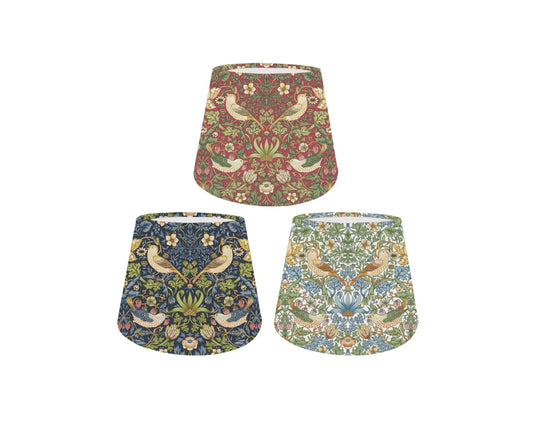 William Morris Strawberry Thief Empire Lampshade Ceiling Light / Table Lamp / Pendant, Home Decor, Handmade in UK, Crimson, Sky, Navy