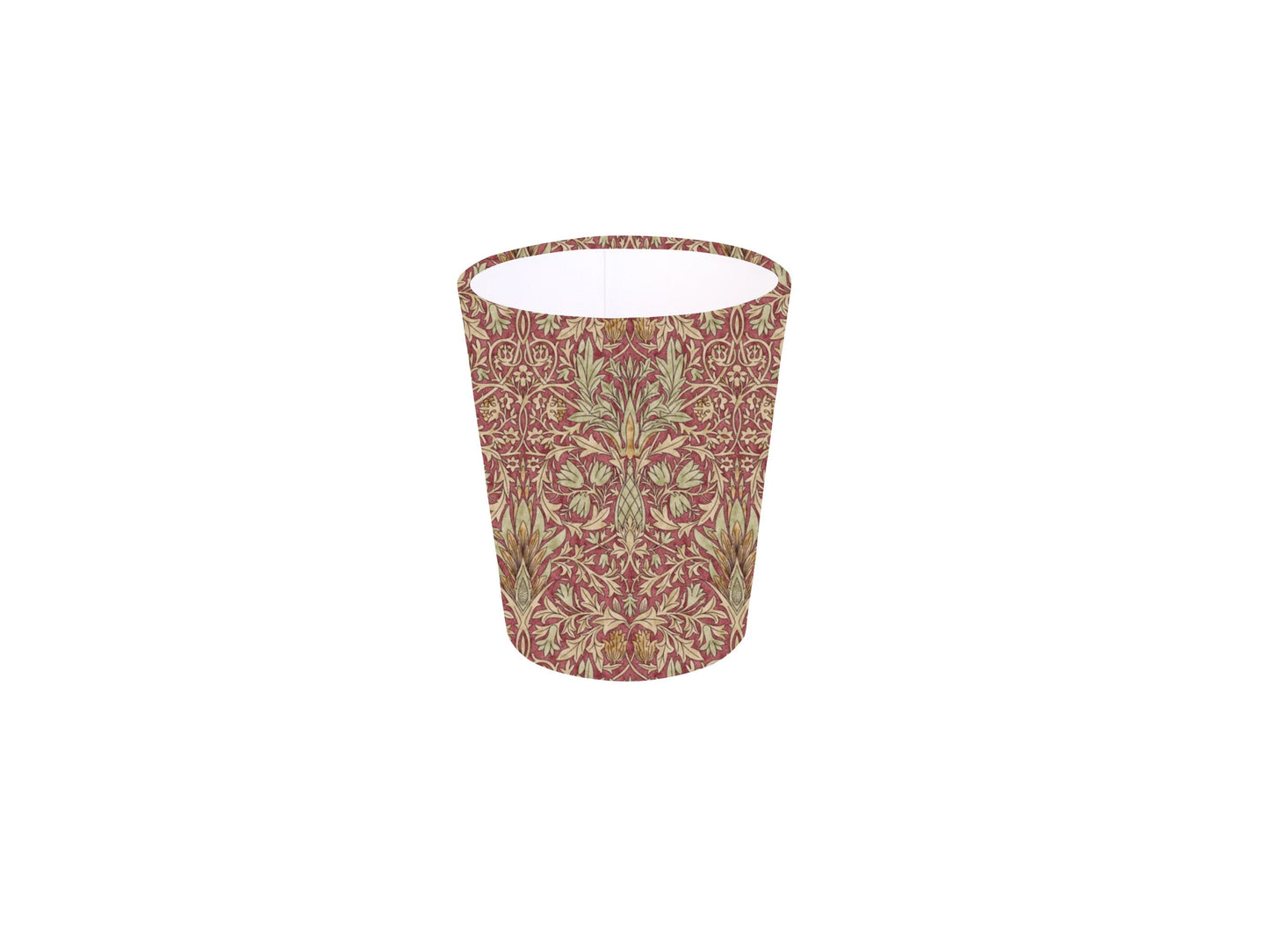 Handmade William Morris Snakeshead Wine Waste Paper Bin, Made in UK, Floral Theme, Birds, Home Decor Gift