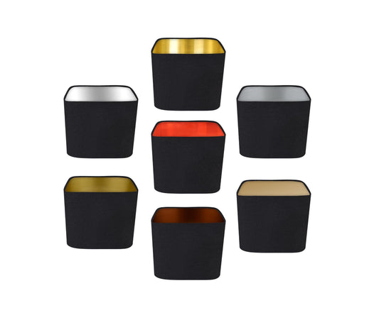 Black Cotton with Metallic Interior Rounded Square Lampshade, Table/Ceiling