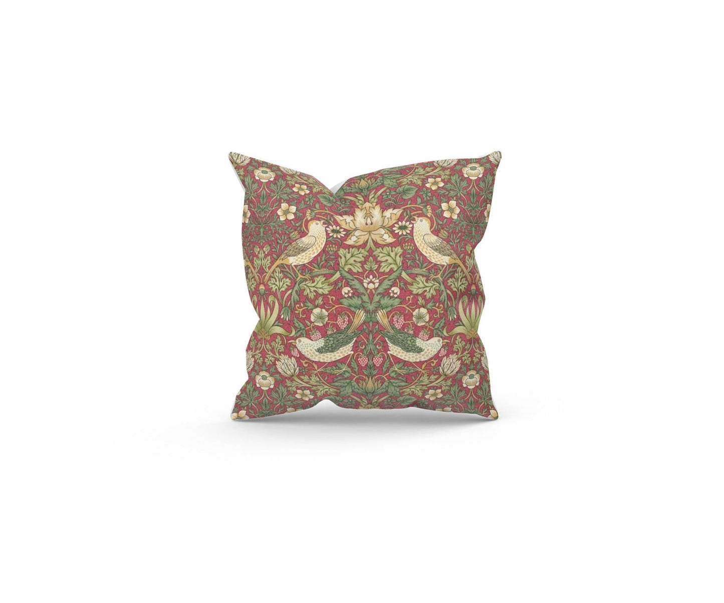 Handmade William Morris Strawberry Thief Crimson Cushion with Fillers Various Sizes 28cm, 36cm, 43cm, 60cm, Modern Home Decor, Made in Uk