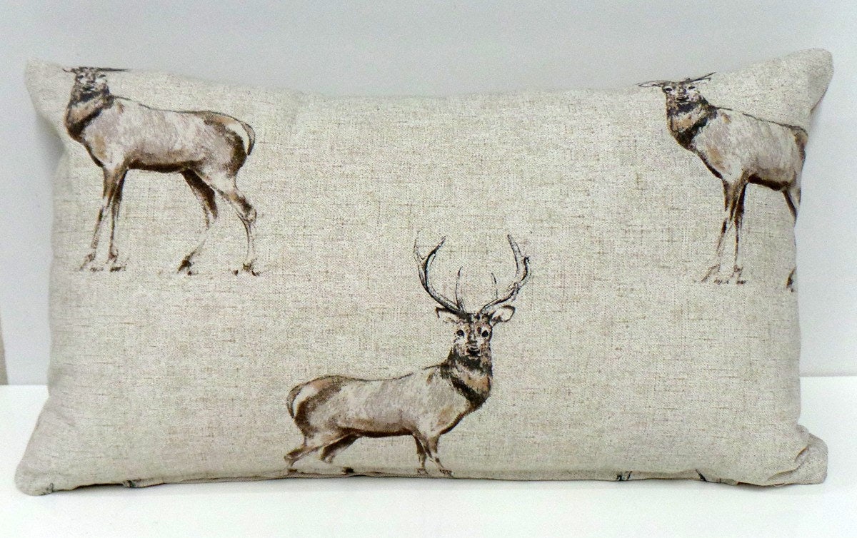Fryetts Glencoe Stag Cushions with Fillers Various Sizes, 36cm,40cm,43cm,40cm, 60cm Animal Nature Woodland Theme Home Decor Gift, Made in UK