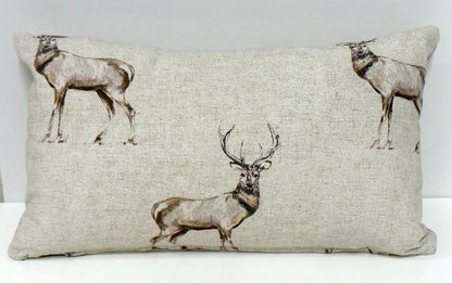 Fryetts Glencoe Stag Cushions with Fillers Various Sizes, 36cm,40cm,43cm,40cm, 60cm Animal Nature Woodland Theme Home Decor Gift, Made in UK