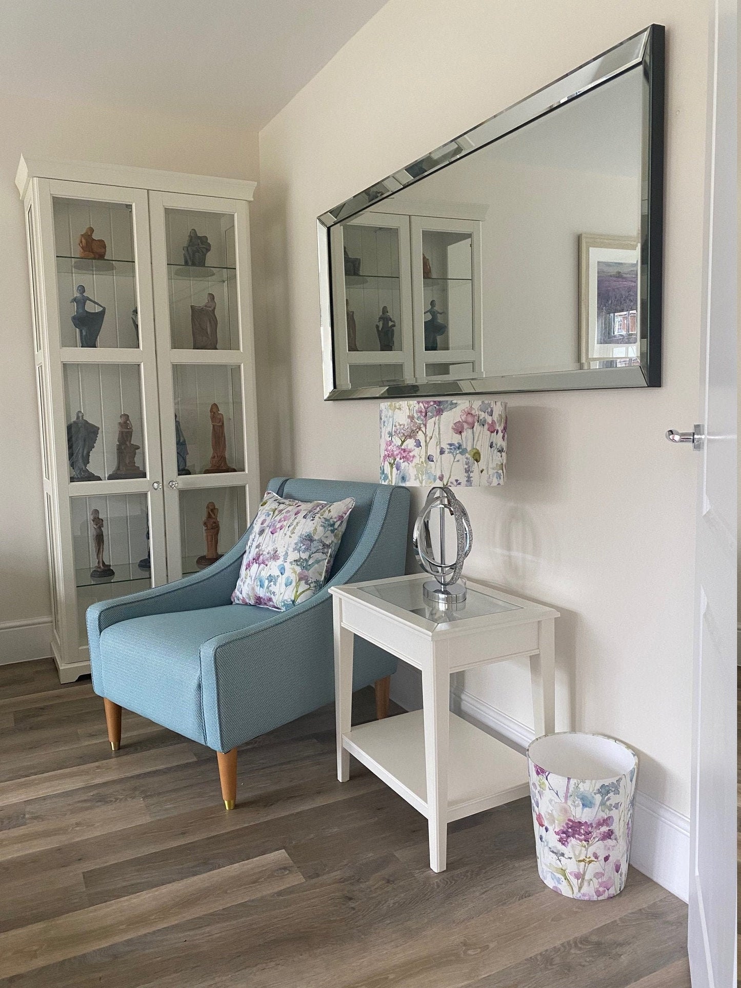 Handmade VOYAGE ILINIZAS SUMMER Waste Paper Bin, Colourful Home Decor Gift, Office/Bedroom/Living Room Bin, Purple, Blue, Green, Floral, Uk