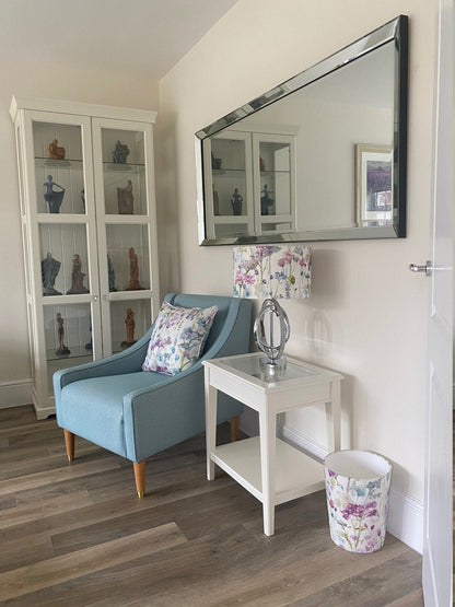 Handmade VOYAGE ILINIZAS SUMMER Waste Paper Bin, Colourful Home Decor Gift, Office/Bedroom/Living Room Bin, Purple, Blue, Green, Floral, Uk