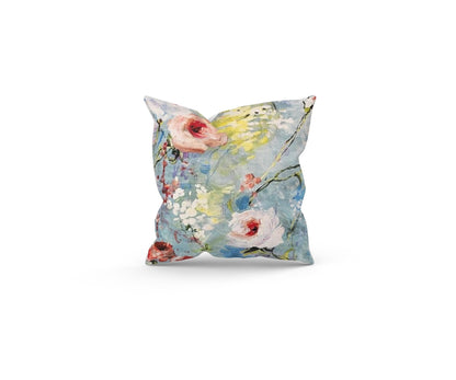 Monet Watercolour Flowers Cushions with Fillers Various Sizes 28cm - 60cm, Colourful Modern Home Furniture Decoration, Floral Purple, Blue