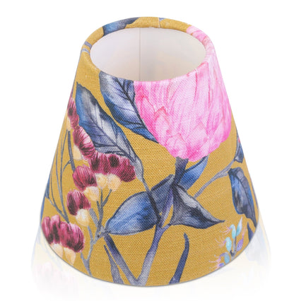 Handmade VOYAGE Floral CANDLE SHADE || Small lamp shade, Colourful Home Decor Gift, Small Light Shade, Made in Uk, Gold, Cream, Pink, Orange