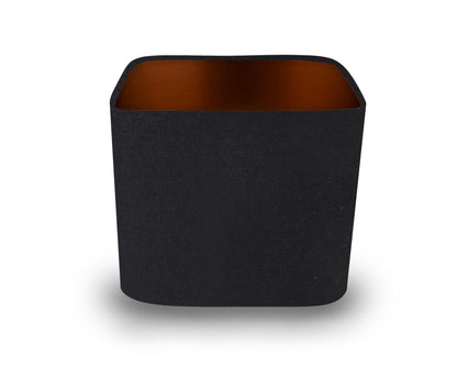 Black Cotton with Metallic Interior Rounded Square Lampshade, Table/Ceiling