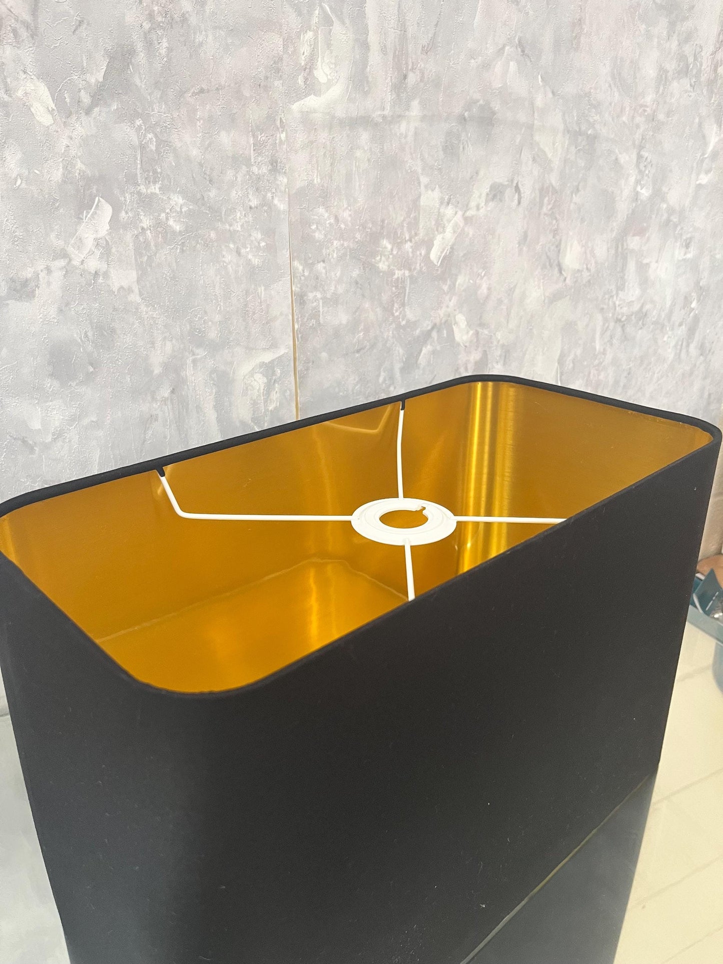 Black with Metallic Mirrored/ Brushed/ 3M Interior Curved Rectangle Lampshades/Pendant