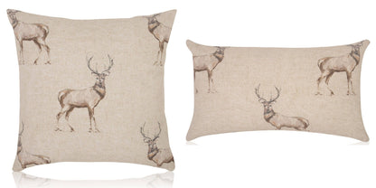 Fryetts Glencoe Stag Cushions with Fillers Various Sizes, 36cm,40cm,43cm,40cm, 60cm Animal Nature Woodland Theme Home Decor Gift, Made in UK