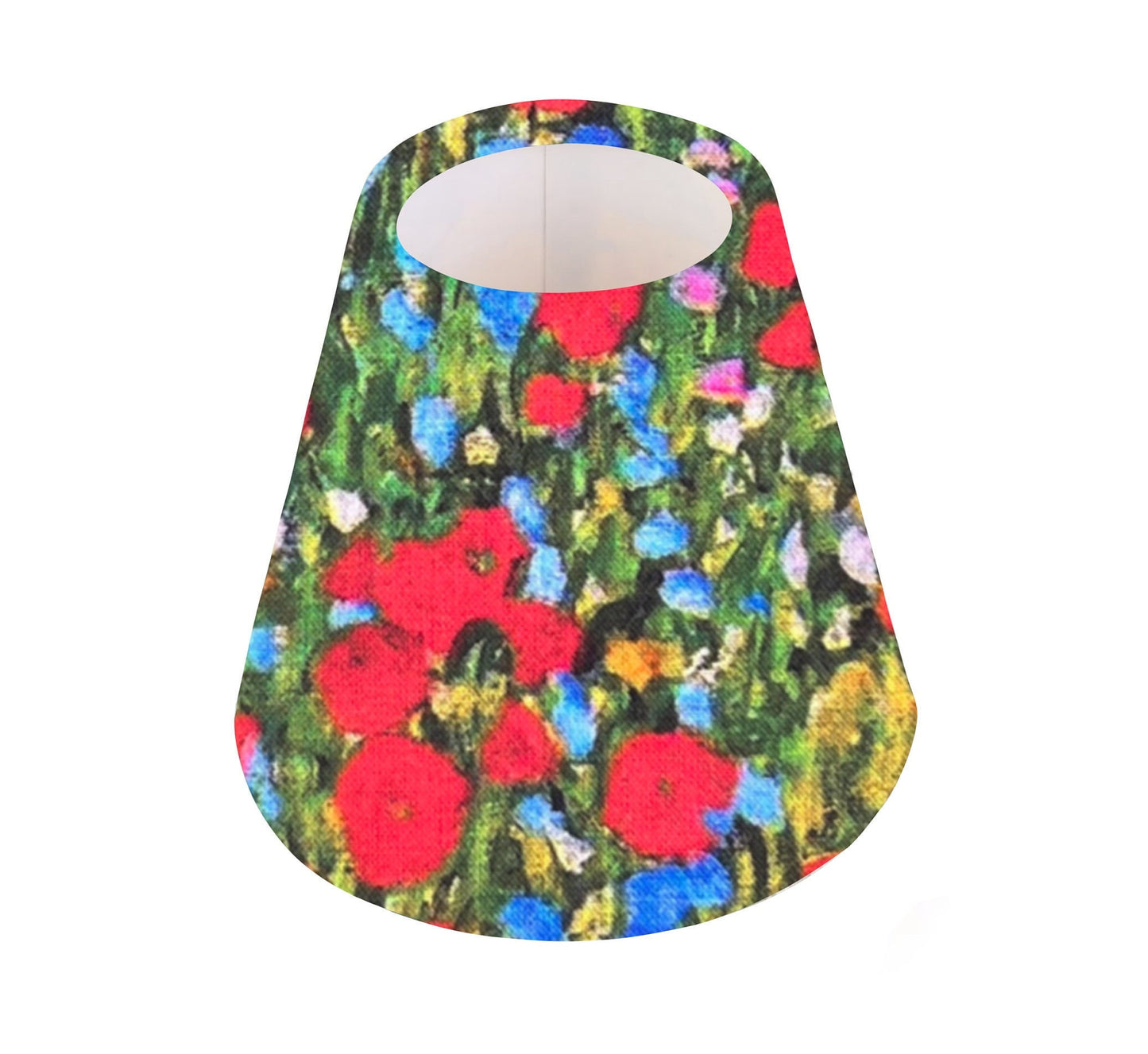 Handmade Klimt's Field of Poppies CANDLE SHADE || Small lamp shade, Colourful Home Decor Gift, Small Light Shade, Made in Uk, Red, Blue