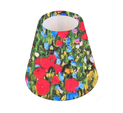 Handmade Klimt's Field of Poppies CANDLE SHADE || Small lamp shade, Colourful Home Decor Gift, Small Light Shade, Made in Uk, Red, Blue