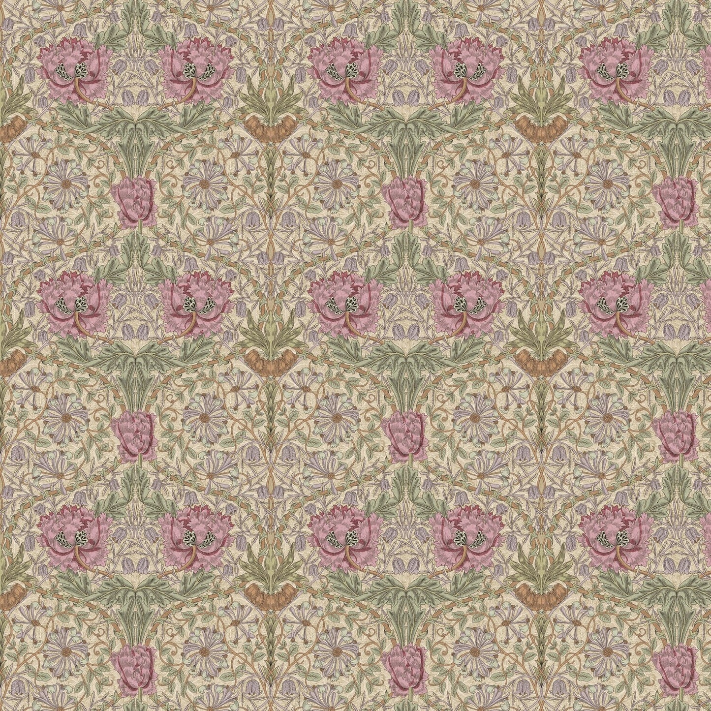 Handmade William Morris Honeysuckle Rose Waste Paper Bin, Made in UK, Floral Theme, Yellow and Red Flowers, Home Decor Gift