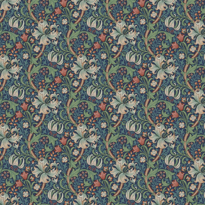 Handmade William Morris Golden Lily in Jewel Waste Paper Bin, Made in UK, Floral Theme, Birds, Home Decor Gift