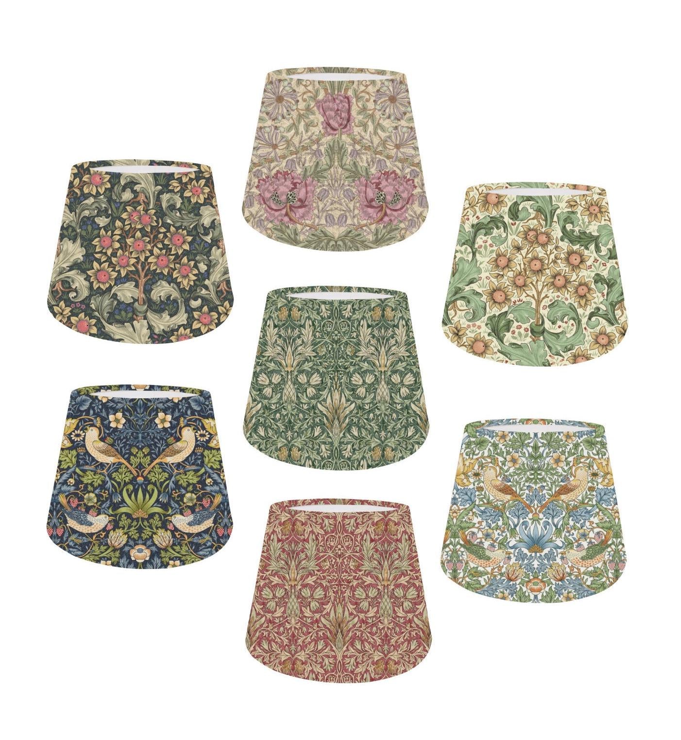 William Morris Empire Lampshade Ceiling Light / Table Lamp / Pendant, Home Decor, Handmade in UK, Snakeshead Forest/ Wine, Honeysuckle Rose