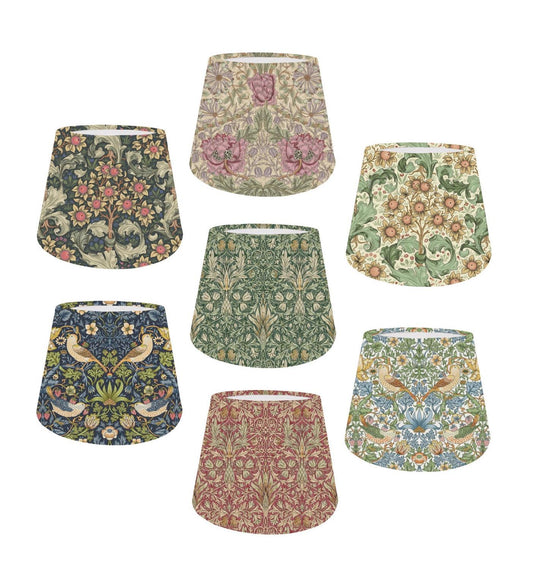 William Morris Empire Lampshade Ceiling Light / Table Lamp / Pendant, Home Decor, Handmade in UK, Snakeshead Forest/ Wine, Honeysuckle Rose