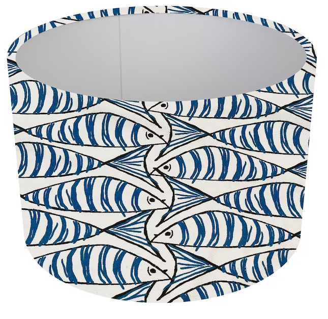 Padstow Blue Mackerel Fish Lampshade, Table/Ceiling, Pendant Drum Shade