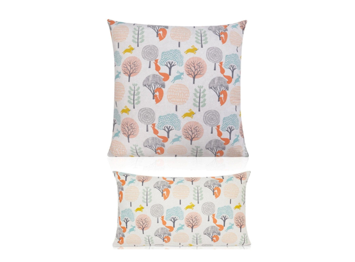 Childrens Forest Scene Hares / Squirrels  Orange/Yellow Cushions with Fillers Various Sizes