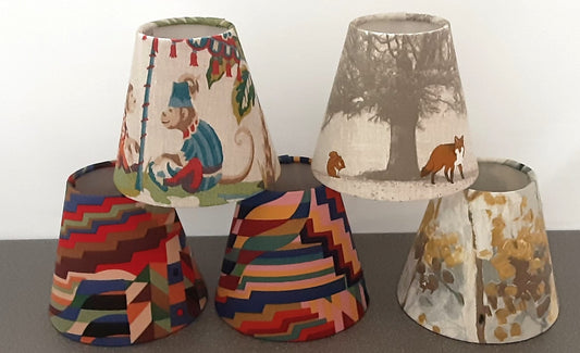 Handmade Bauhaus , Stag, Monkey, Silver Birch CANDLE SHADE Small Lamp shade, Colourful Home Decor Gift, Handmade in UK