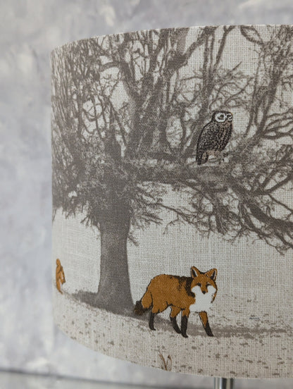 Fryetts Woodland Tree, Stag and Fox Lampshade | Table Lamp/ Ceiling Drum Shade | Pendant Shade | Colourful Home Decor Furniture Decoration