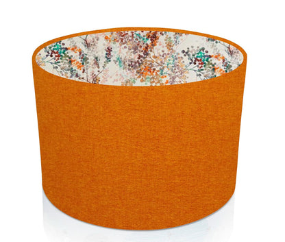Shetland Orange with Giverny Orange interior Brushed Linen Style Drum Lampshade