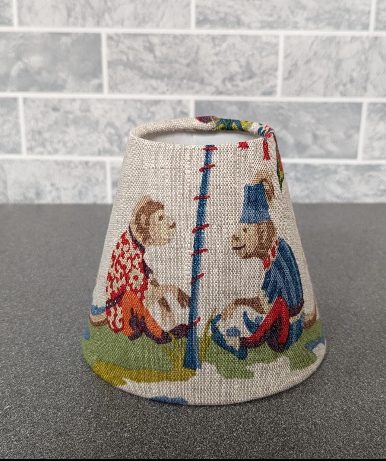 Handmade VOYAGE/Fryetts/Bauhaus, Monkey, Rufus, Burley, Stag CANDLE SHADE Small lamp shade, Nature Theme Natural Woodland Floral Home, Uk