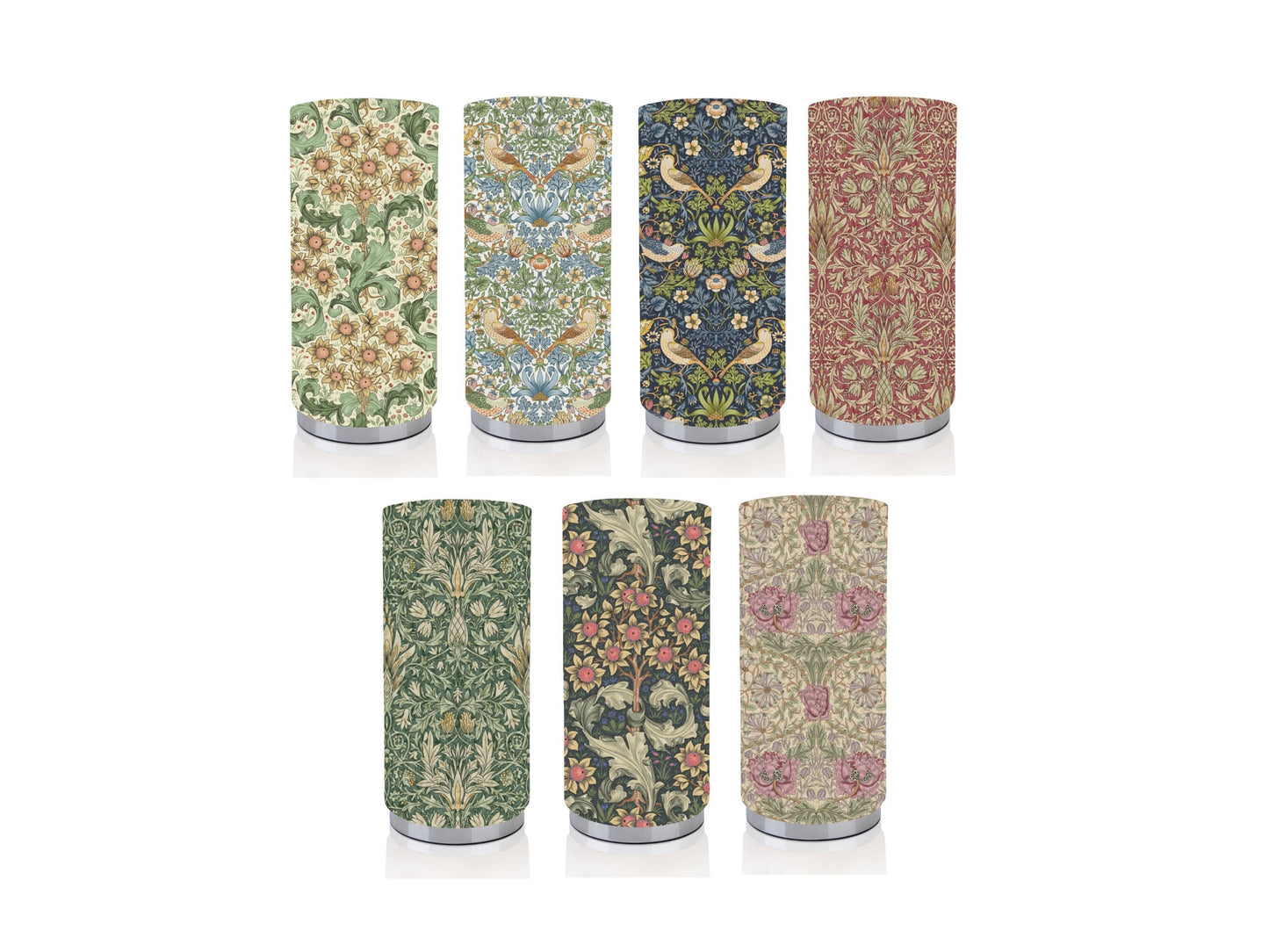 Handmade William Morris Design Chrome base Pad Lamps/Nightlites